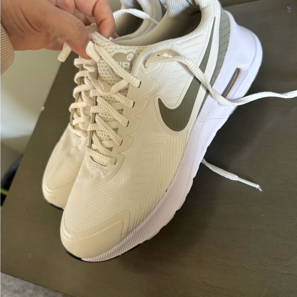 Nike Women’s Air Max Nuaxis White and Olive Sneakers